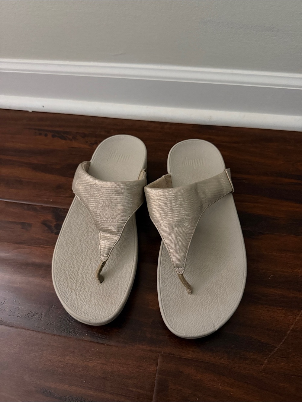 Fitflop Metallic Beige Thong Sandals